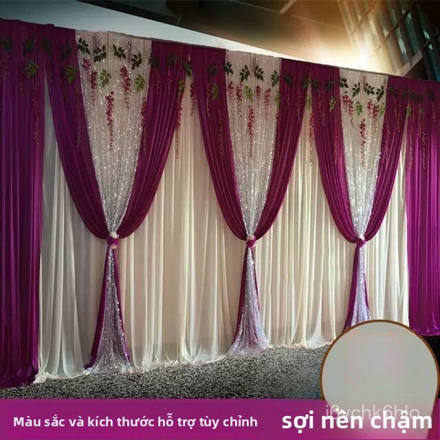 Rèm nền đám cưới mới Rèm nền sân khấu, phông nền khu vực tiếp tân, vải nền màu tím cho đám cưới