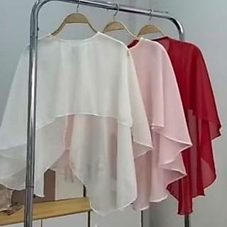 Áo choàng lẻ chất liệu vải tơ nhiều màu cho cô dâu mùa đông che khuyết điểm cho vai to điệu đà