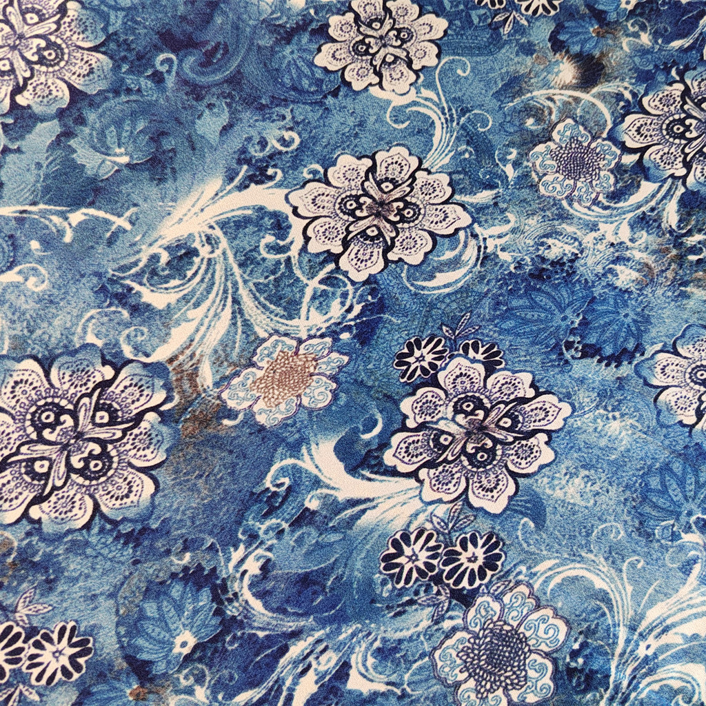 Huzhou Story Dirty Dye Tie Dye Colored Glass Blue Print Co Giãn trơn Crepe Satin Silk Mulberry Silk 