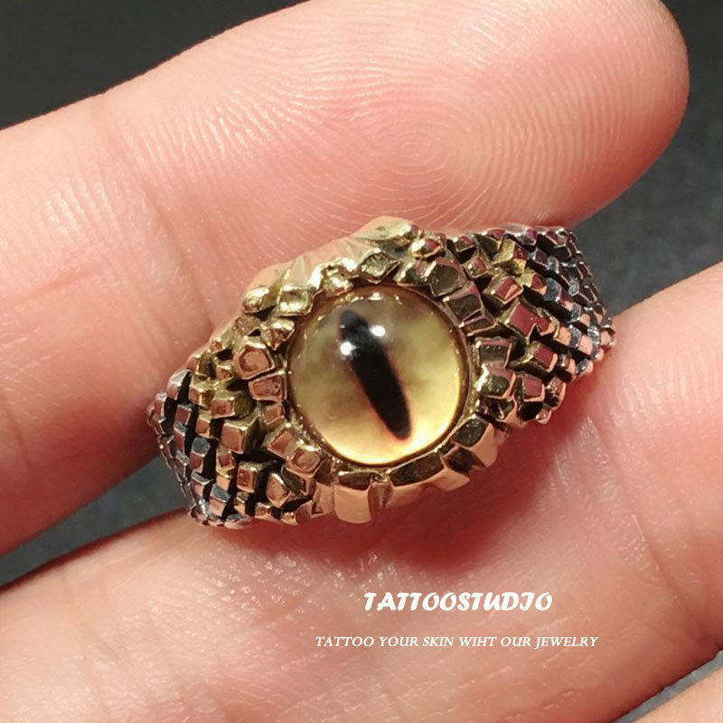 Python Demon Eye Eye Eye Snake Ring Mở Độc Đáo Hợp Thời Trang Nhẫn Nam Phong Cách Punk Ác Mắt Nhẫn