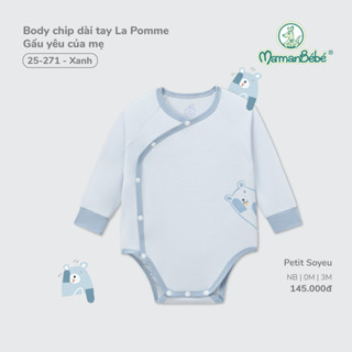 Body chip dài tay La Pomme Gấu yêu của mẹ - Sợi Petit Soyeu thoáng mát – Bé trai gái - Newborn - 3M 