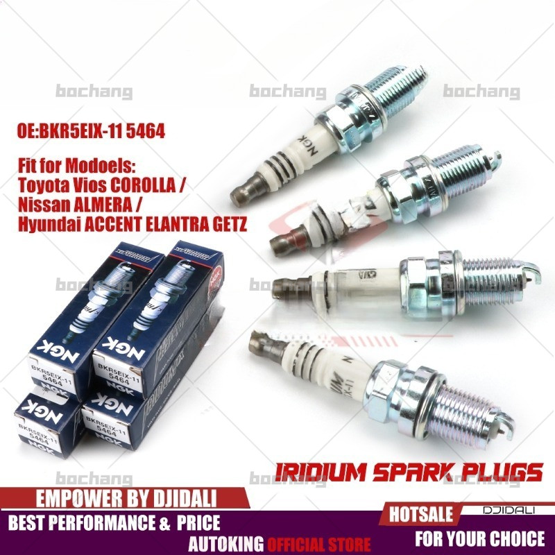 4 Bugi Iridium NGK cho Toyota Vios COROLLA / Nissan ALMERA / Hyundai ACCENT ELANTRA GETZ BKR5EIX-11 