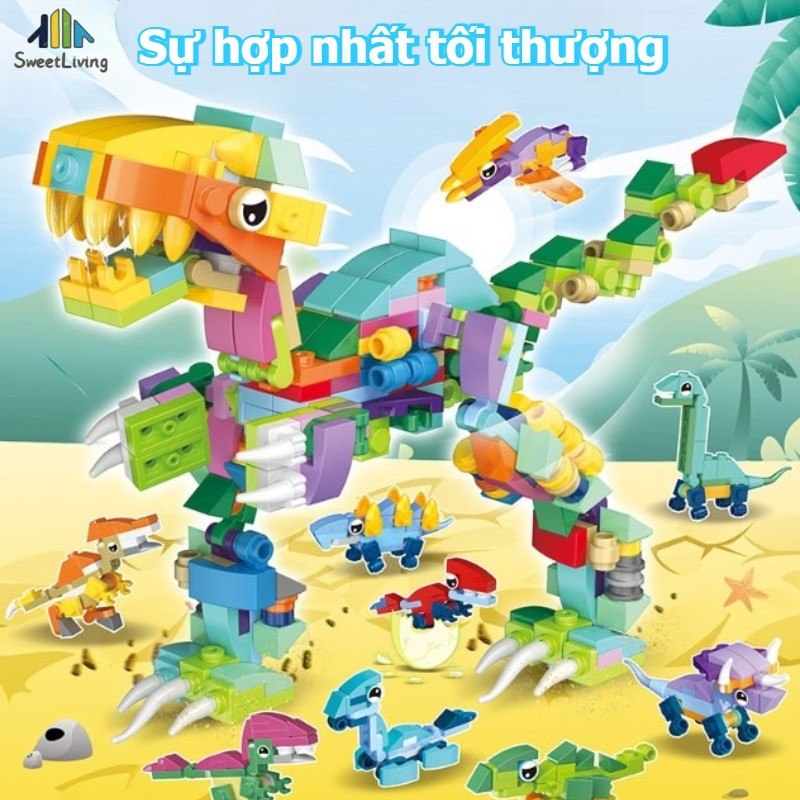 10 in 1 Bộ Đồ Chơi Lắp Ghép Thế Giới Khủng Long, Mô Hình Lắp Ráp Động Vật Khủng Long