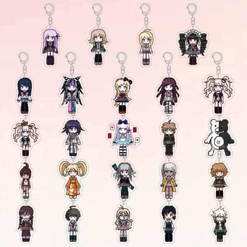 Danganronpa Cute Pixel Style Acrylic Keychain Kirigiri Kyoko Naegi Makoto Nanami ChiaKi Nagito Komae