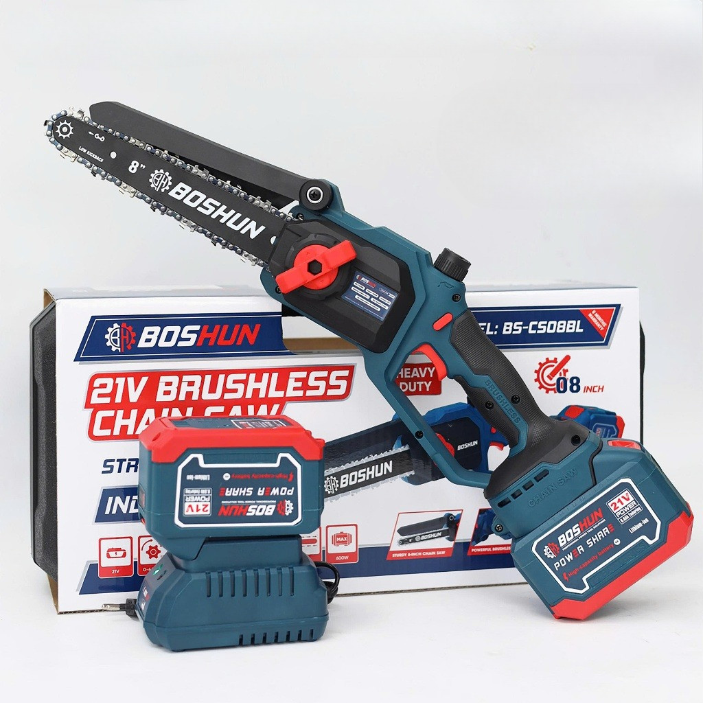 Máy Cưa Xích BOSHUN BS-CS08BL, Lam Xích 8inch, Không Chổi Than - 15cell - Có Tra Nhớt