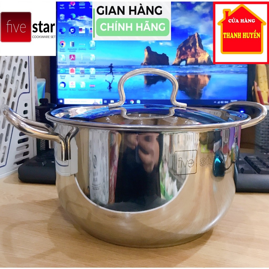 [Chính hãng FiveStar] Size 20cm - Nồi inox 3 đáy sandwich inox 430 cao cấp Fivestar Standard bếp từ 
