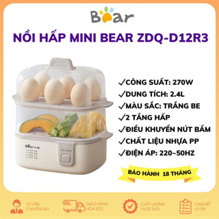 Nồi hấp điện đa năng mini Bear ZDQ-B14E8 hai tầng kèm khay hấp inox tiện dụng hàng cao cấp