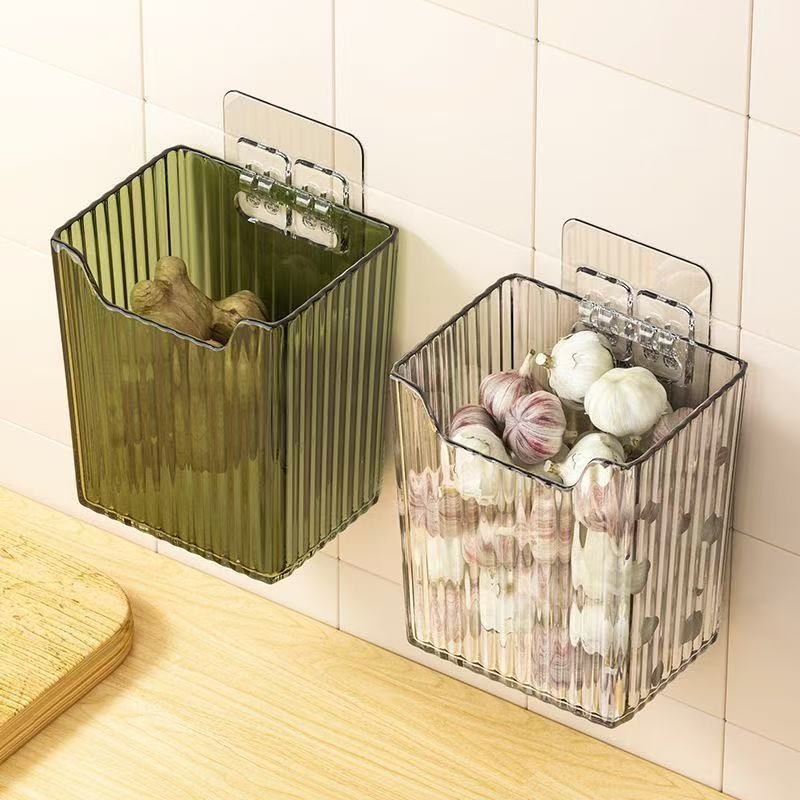 New Product#Kitchen Onion Ginger Garlic Storage Basket Rack Bathroom Hanging Basket Wall-mounted Pla
