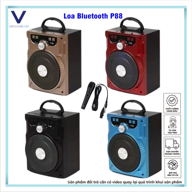 (KOL)Loa Bluetooth P88 / P89 Tặng Micro Hát Karaoke