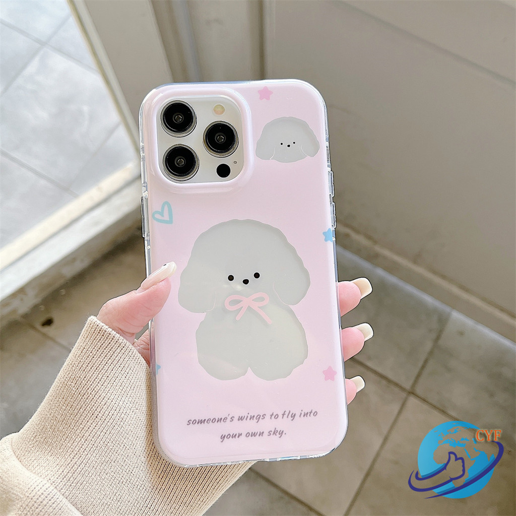 Ốp điện thoại rỗng hình chú chó con dễ thương cho iPhone 14 15 16 17 Pro Max i15