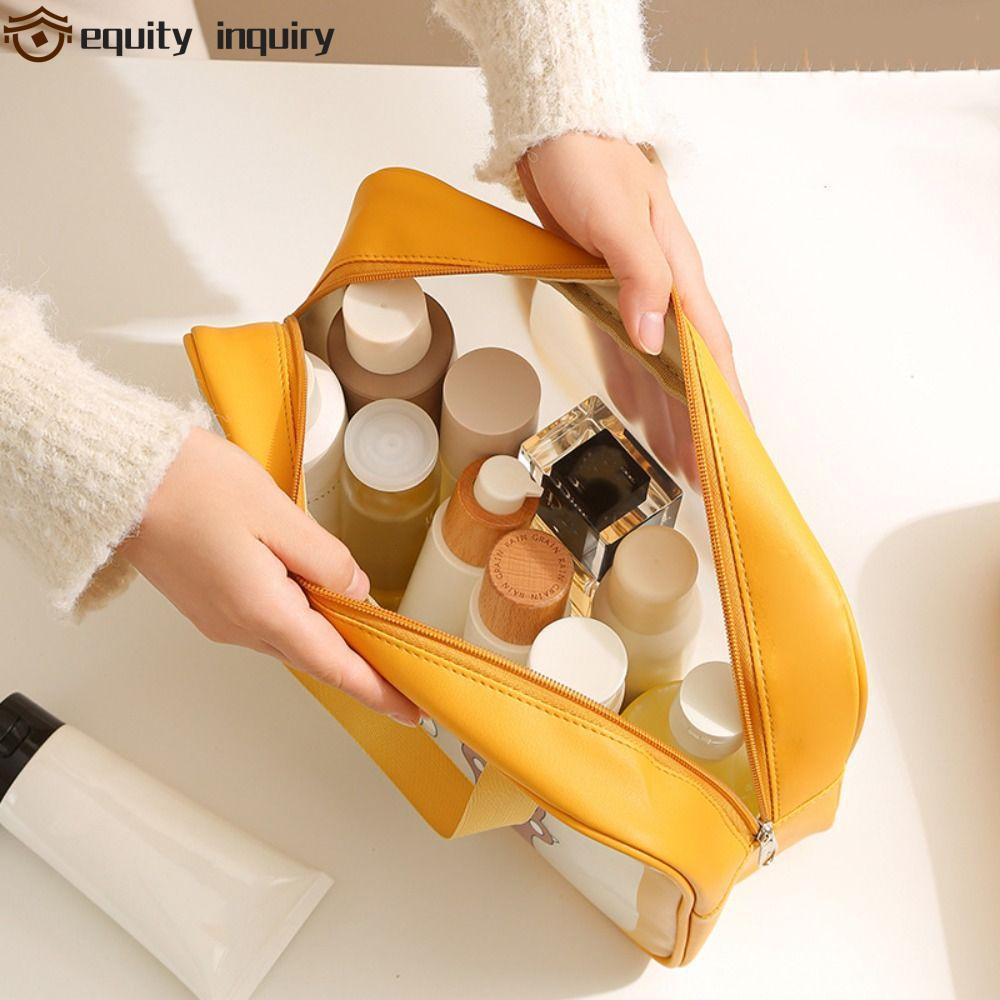 equity inquiry EQUITY YÊU THÍCH Túi đựng mỹ phẩm PVC hoạt hình, Túi trang điểm trong suốt hoa chống 