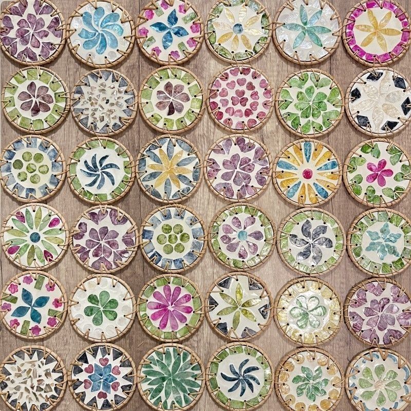 Đề xuất Việt Nam Mây Coaster Shell Handmade Coaster Tròn Hộ Gia Đình Máy Tính Để Bàn Chống bỏng Cách