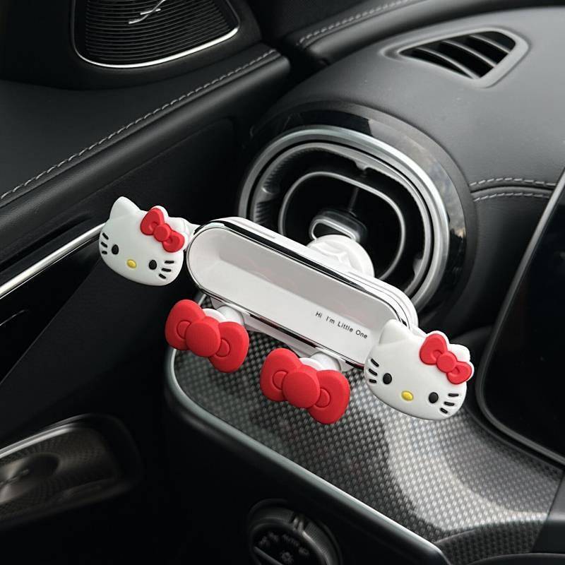 Hello Kitty Car Mobile Phone Bracket Navigation Cute Car Interior Air Outlet Decoration Encyclopedia