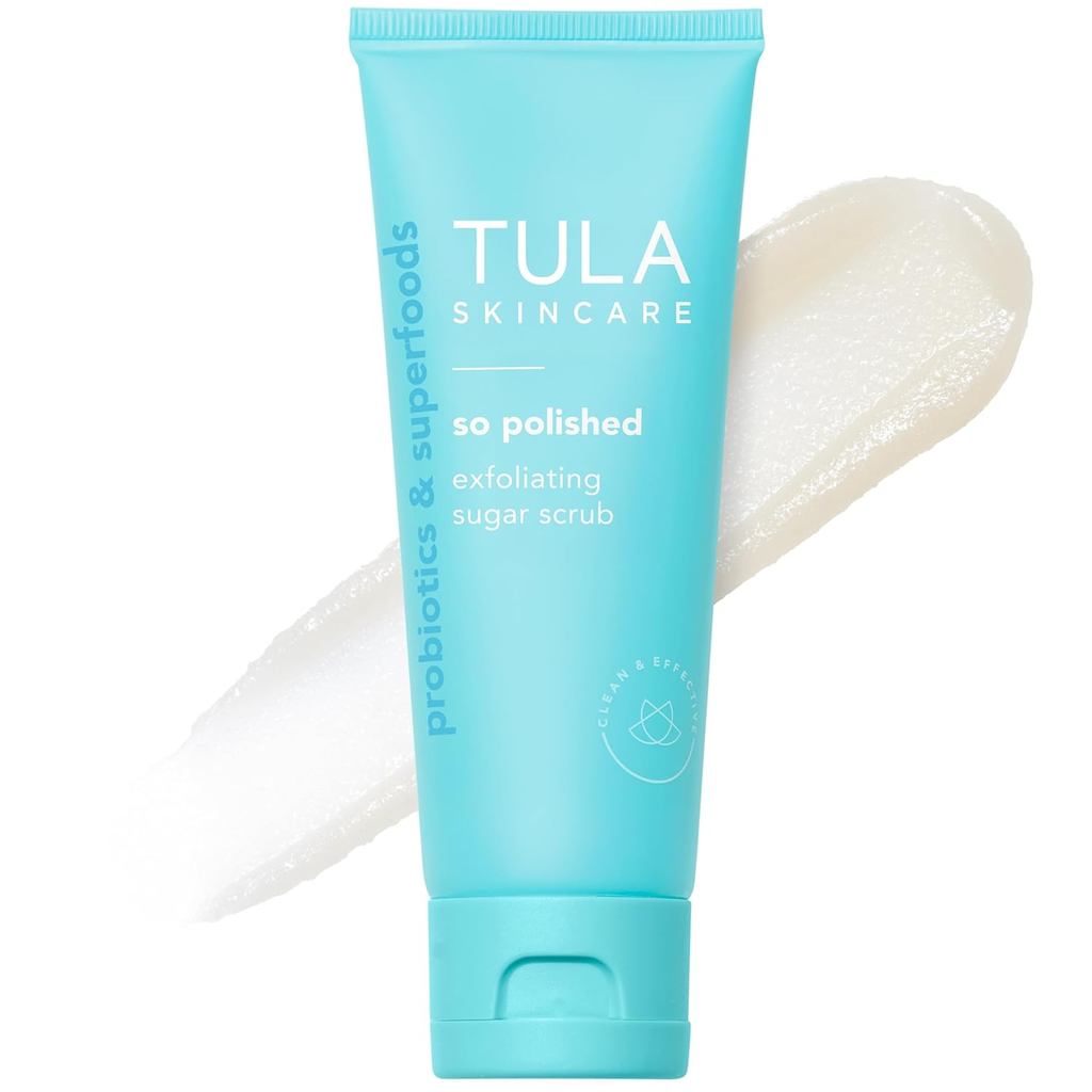 TULA care So Polished Exfoliating Sugar Scrub, Face Scrub for Dillness & Uneven Texture with Prebiot