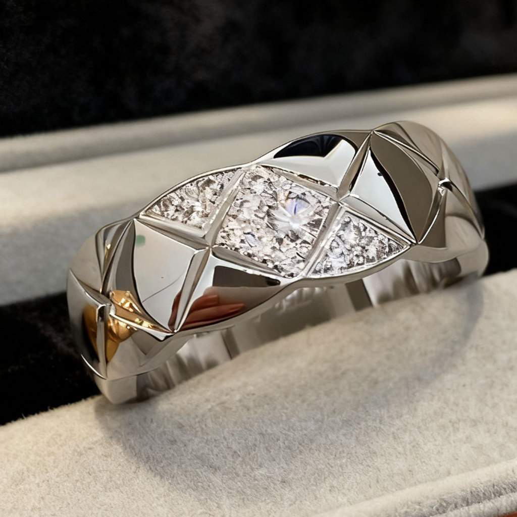 YXMZ Diamond ring CNC Diamond-plated18K Rose gold stackable couple rings