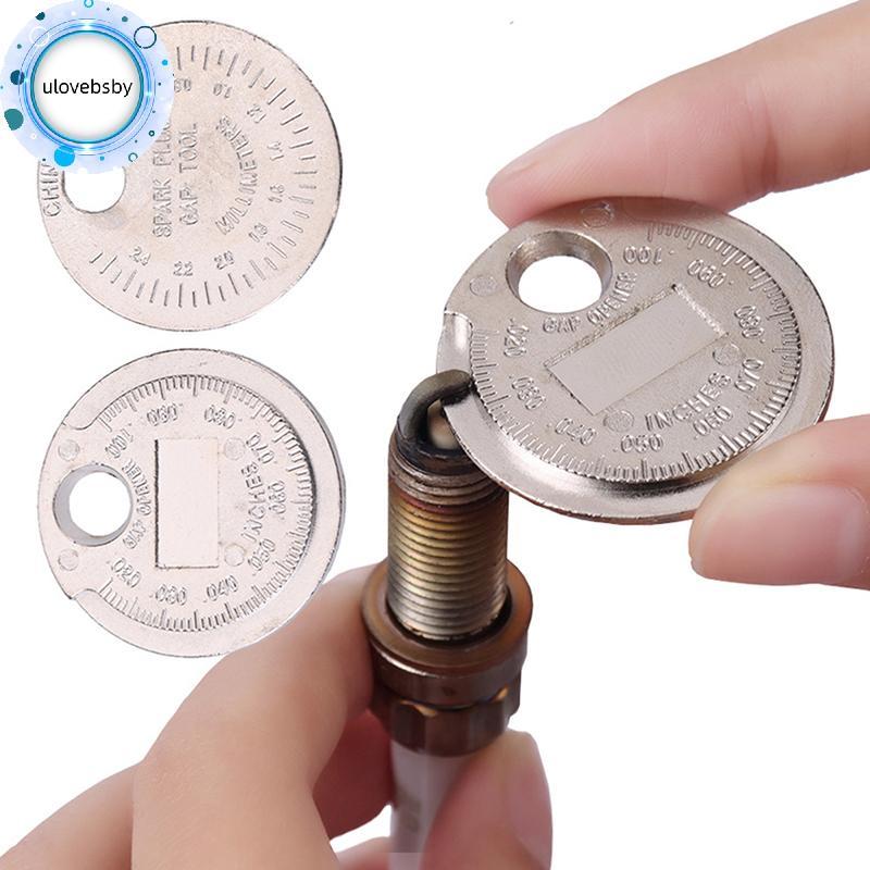 Ulovebsby 1PC 0.6-2.4mm Phạm vi Đồng Xu Loại Bugi Gage Gap Tool Feeler Spark Plug Gap Tool VN