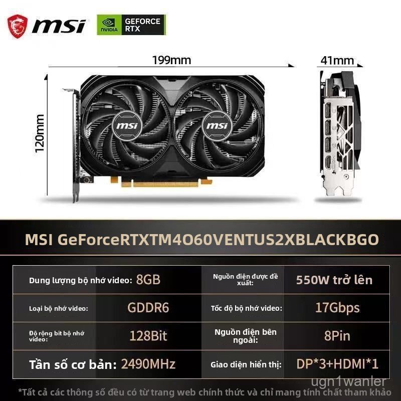 Card màn hình msi rtx 4060 ventus vga rời pc gaming chính hãng bóc hộp xả kho giá rẻ không đổi trả s