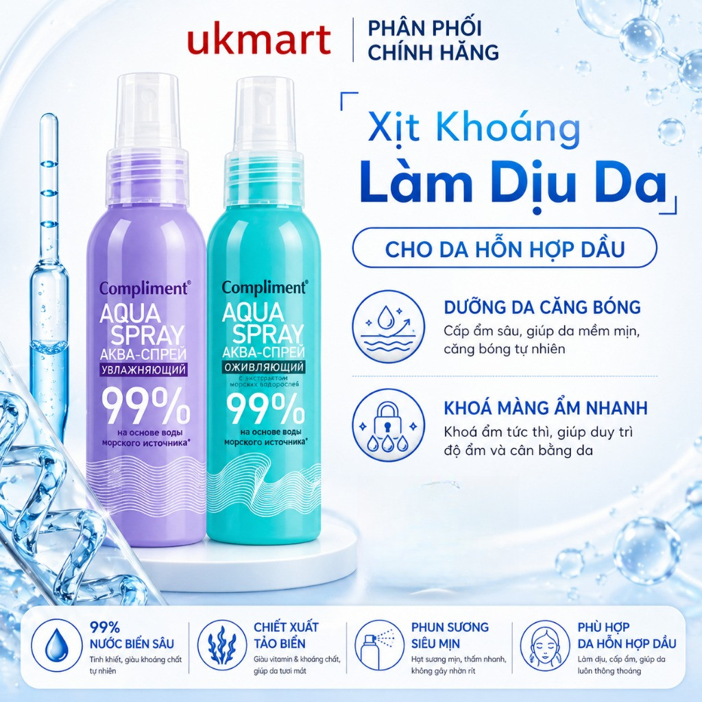 Xịt Khoáng Compliment Revitalizing Cấp Ẩm Tức Thì, Phục Hồi Và Làm Dịu Da Nhạy Cảm 200ml