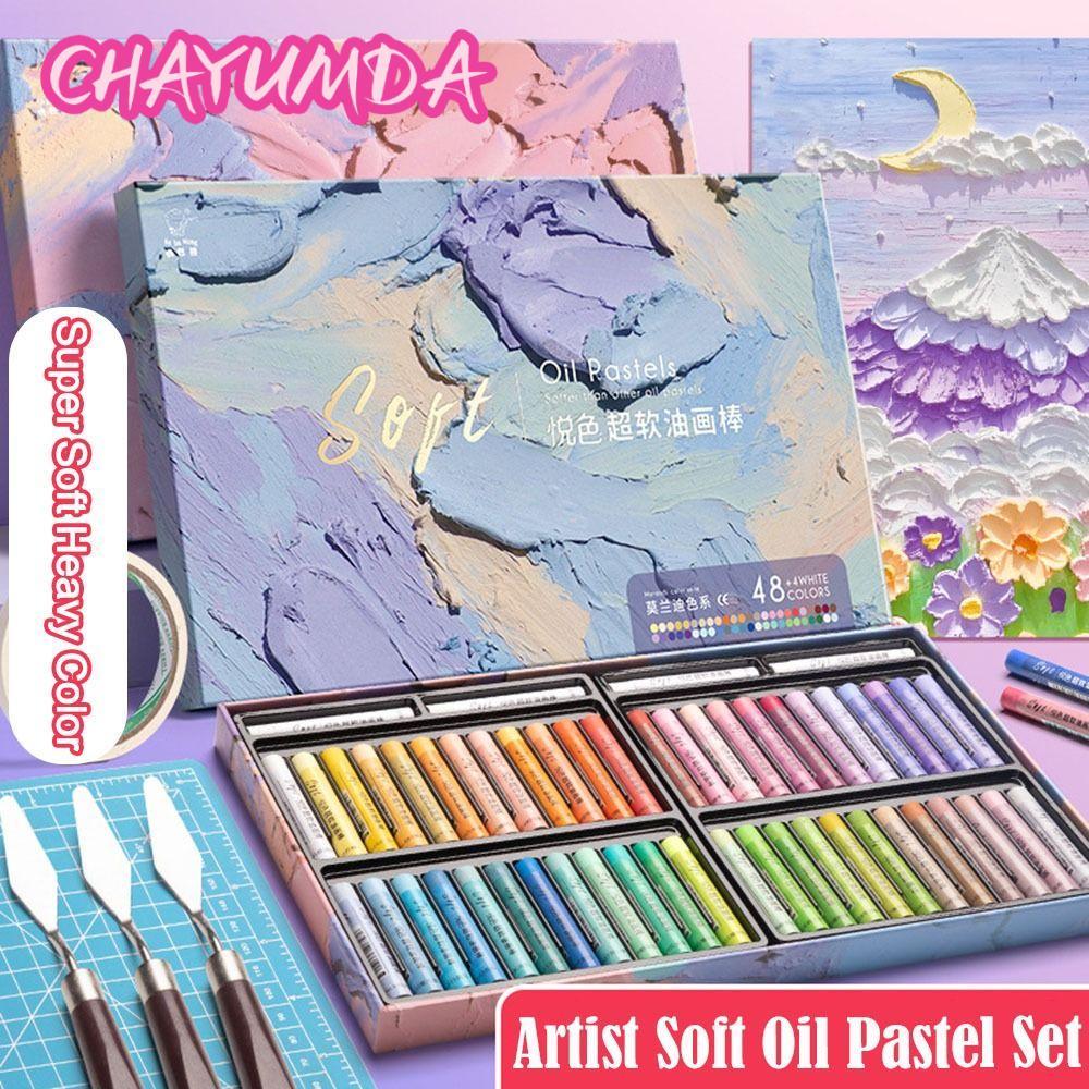 Bút chì vẽ tranh CHAYUMDA, Bộ Pastel dầu mềm nghệ sĩ an toàn chuyên nghiệp, Quà tặng 24 / 36 / 48 mà