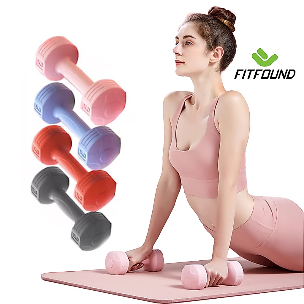 Tạ Cầm Tay Nữ Dumbbells Loại 1Kg Tập Gym Yoga Pilates Thể Dục Tại Nhà Nhựa + Xi Măng FITFOUND