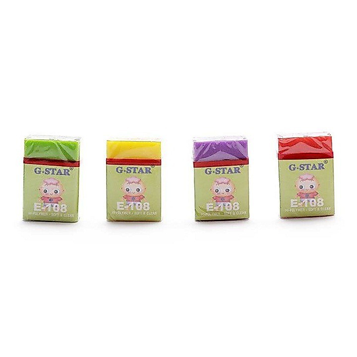 [MUA NHIỀU SIÊU RẺ] [Lẻ 1 cục] Gôm tẩy chì Gstar E108 / E-108 nhiều màu ngẫu nhiên nhỏ gọn