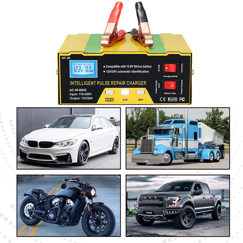 IOORUD Sạc bình ắc quy ô tô xe máy 12V 24V 600AH ac quy 12v ô tô-chất lượng cao