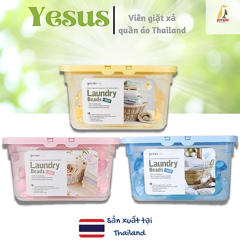 Viên giặt xả quần áo Yesus Laundry Beads Thái Lan sạch khuẩn, lưu hương 3 trong 1 18/25/40 viên