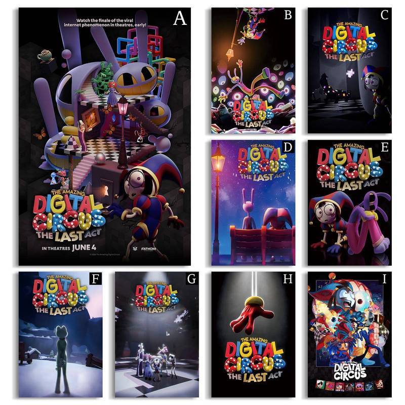 9 Chiếc Amazing Digital Circus Canvas Wall Art Set Jax Pomni Caine Poster Hành Động Cuối Cùng Phòng 