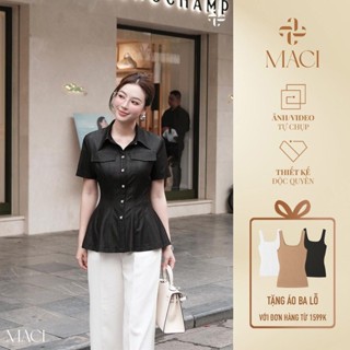 Áo Sơ Mi Bò Lụa Đen MACI by MKC MCASMDE0123 Thời Trang Nữ Thiết Kế Độc Quyền