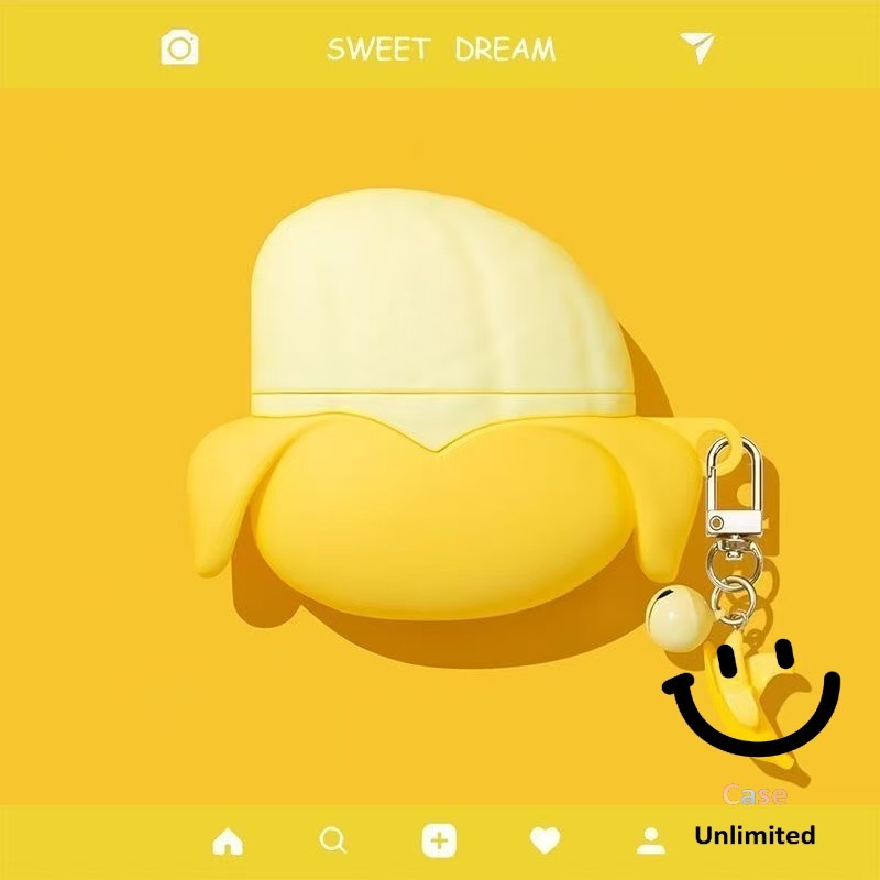 Dành cho AVA + FreeGo W26 W28 Case Ốp Tai Nghe Tai Nghe Mô phỏng cá tính Chuối hộp đựng tai nghe