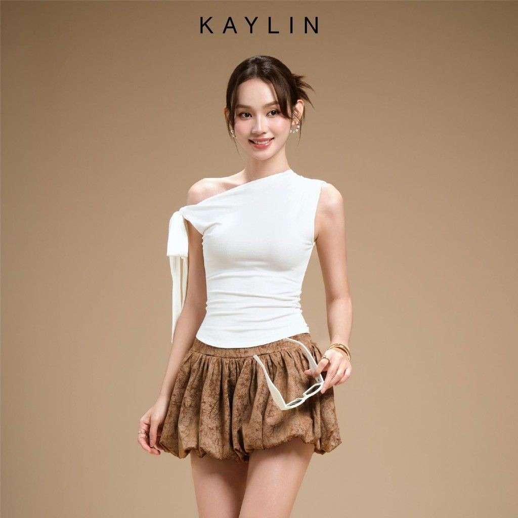  Chân váy bí KAYLIN xếp ly phối màu loang chất vải nhung mềm mại phong cách BST Thu 2025 - CV43T7 