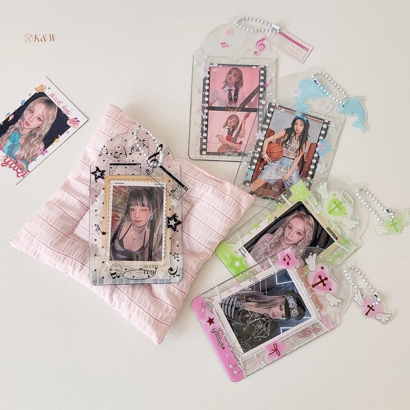 K & W Kpop Photocard Holder Y2K Photo Card Holders Kpop Charm Holders Kawaii Photo Card ID Bus Card 