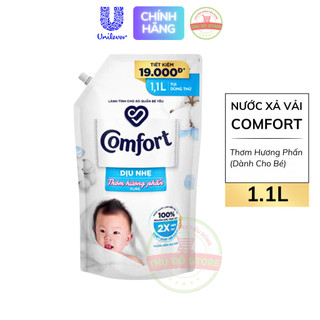  Nước Xả Vải Comfort Thơm Hương Phấn Dành Cho Quần Áo Bé Yêu - Túi Nhỏ 1.1L 
