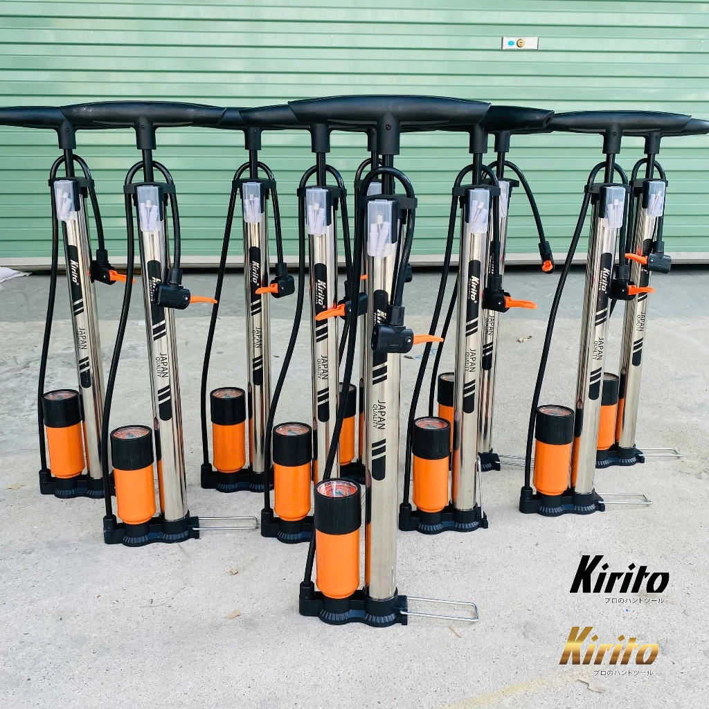 Bơm xe đạp, xe máy thân inox thương hiệu Kirito có đầu bơm bóng, bơm đệm - Bơm inox Kirito