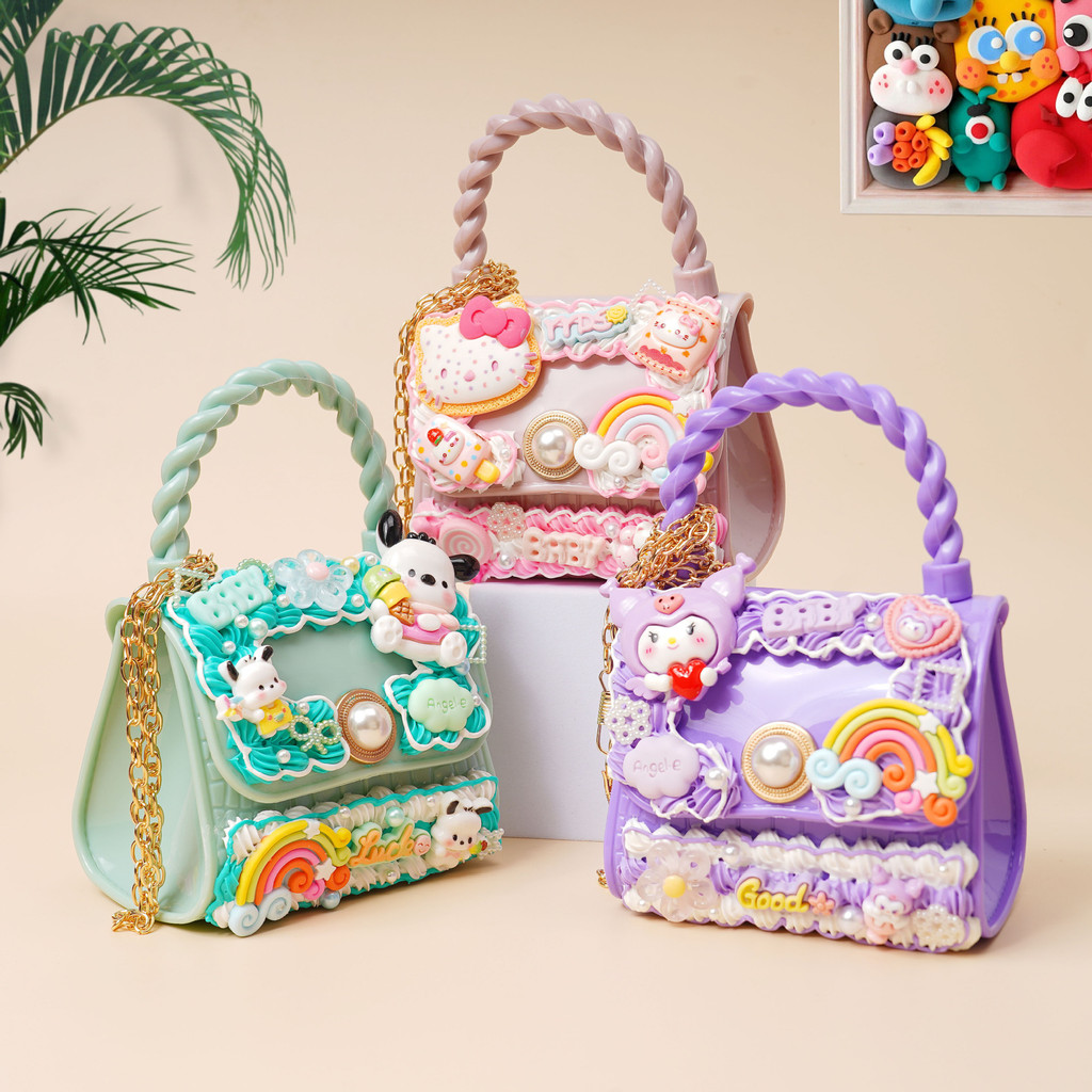 Kem Tự Làm Jelly Màu Túi Xách Trẻ Em Chất Liệu Handmade Đồ Chơi Dễ Thương Macaron Đeo Túi Bé Gái 592