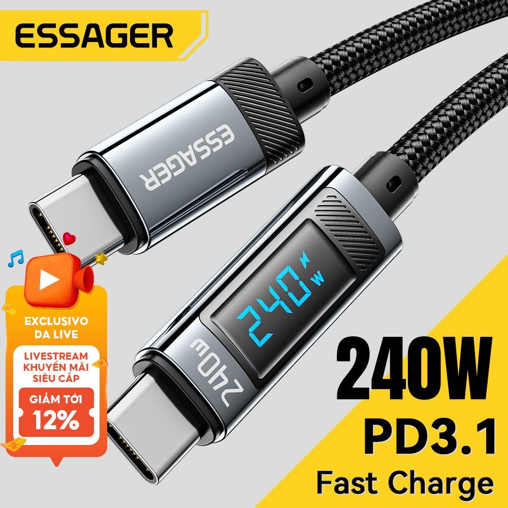 Essager 240W PD3.1 Cáp Sạc Siêu Nhanh USB-C Sang Type-C Cho iPhone16 15 Cho Xiaomi Cho Samsung S23 Cho Huawei Cho MacBook