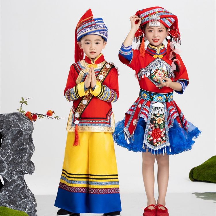 Tháng Ba Ba Ba Dân Tộc Mạnh Trẻ Em Thiểu Số Dân Tộc Trang Phục 56 Dân Tộc Trang Phục Bé Gái Trắng Mô