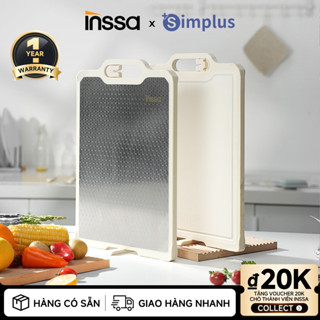 Inssa Thớt Cắt Hai Mặt Chống Trượt Kháng Khuẩn Thép Không Gỉ 304 Nhựa PP Cấp Thực Phẩm QCBH001