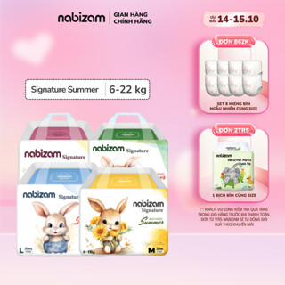 Combo 4 Bịch Tã/Bỉm Đêm NABIZAM Signature Summer Nội Địa Hàn, Mỏng Mềm, Thoáng Khí, Siêu Thấm Hút Cho Bé 8-22kg