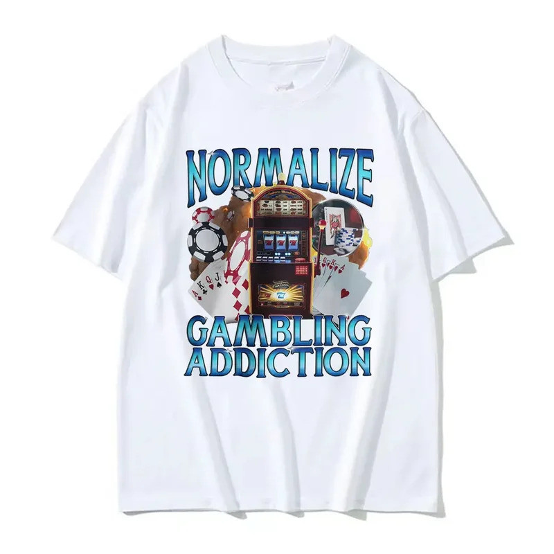 Bình thường hóa nghiện cờ bạc Meme T Shirt Slot Machine và Poker Chips Áo thun ngộ nghĩnh Áo thun na