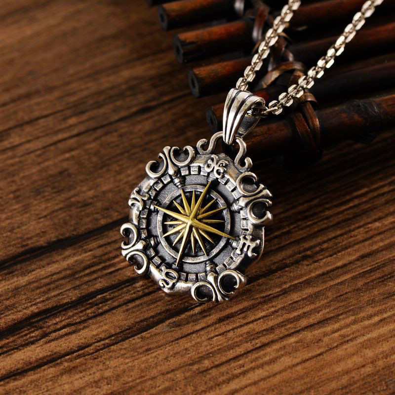 Selected Individualities9tt Pendant Starfish Necklace Compass Pendant Titanium Men's Vintage tb Stee