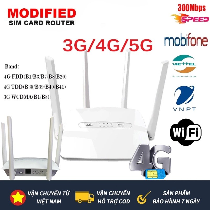 ộ Phát WiFi Từ Sim 4G/5G LTE 300Mbps Có Cổng LAN, Router WiFi Không Dây Di Động, Hỗ Trợ Nhiều Loại S