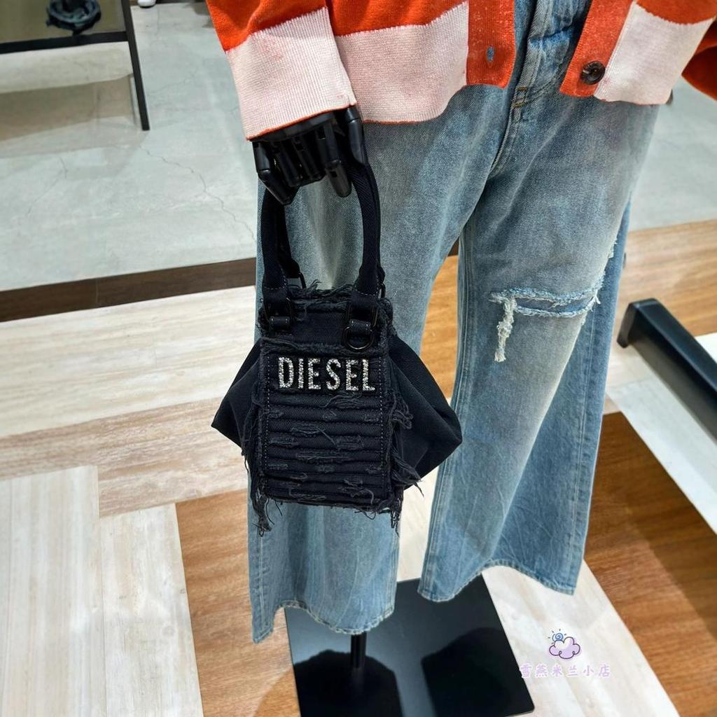 JZNU Diesel New denim embroidered letter handbag for women, stylish single-shoulder tassel tote bag