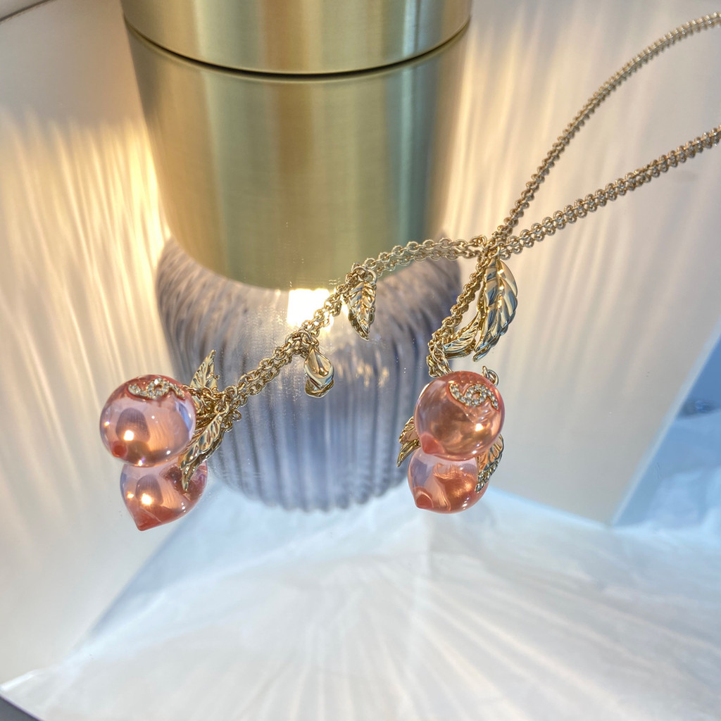AFHT Peach Cute Girl Pink Peach Necklace New Style High-End Versatile