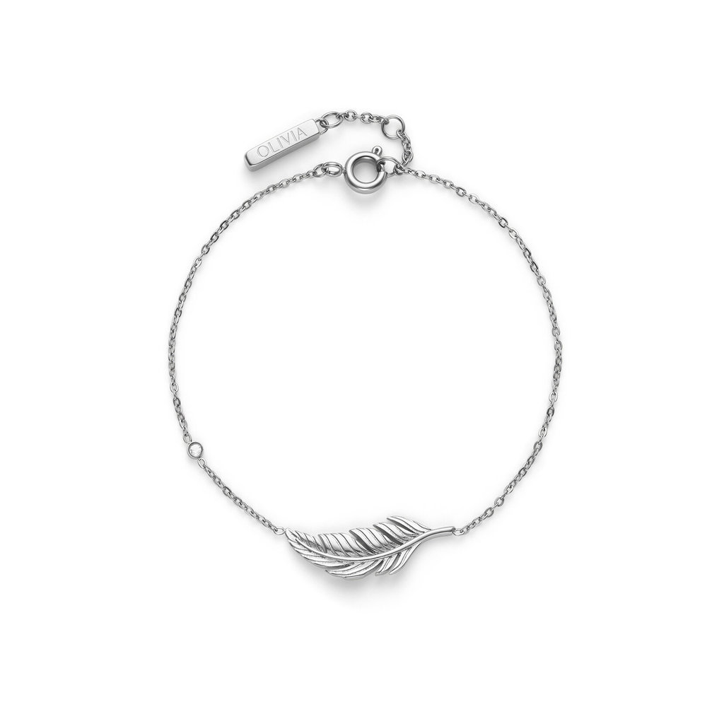 Vòng tay Olivia Burton Feather bạc chiếc lá