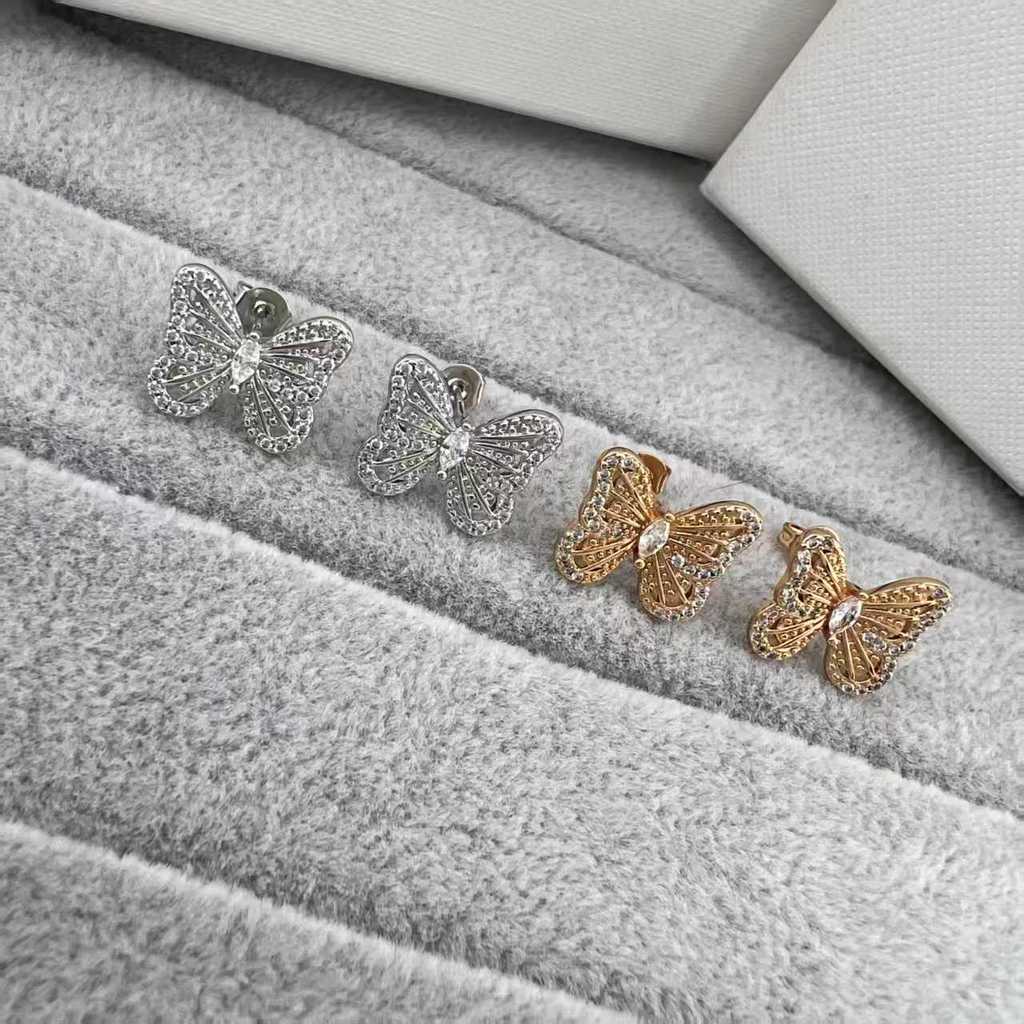 Butterfly earrings with full diamond inlay, high-grade diamond inlay, super shiny zircon