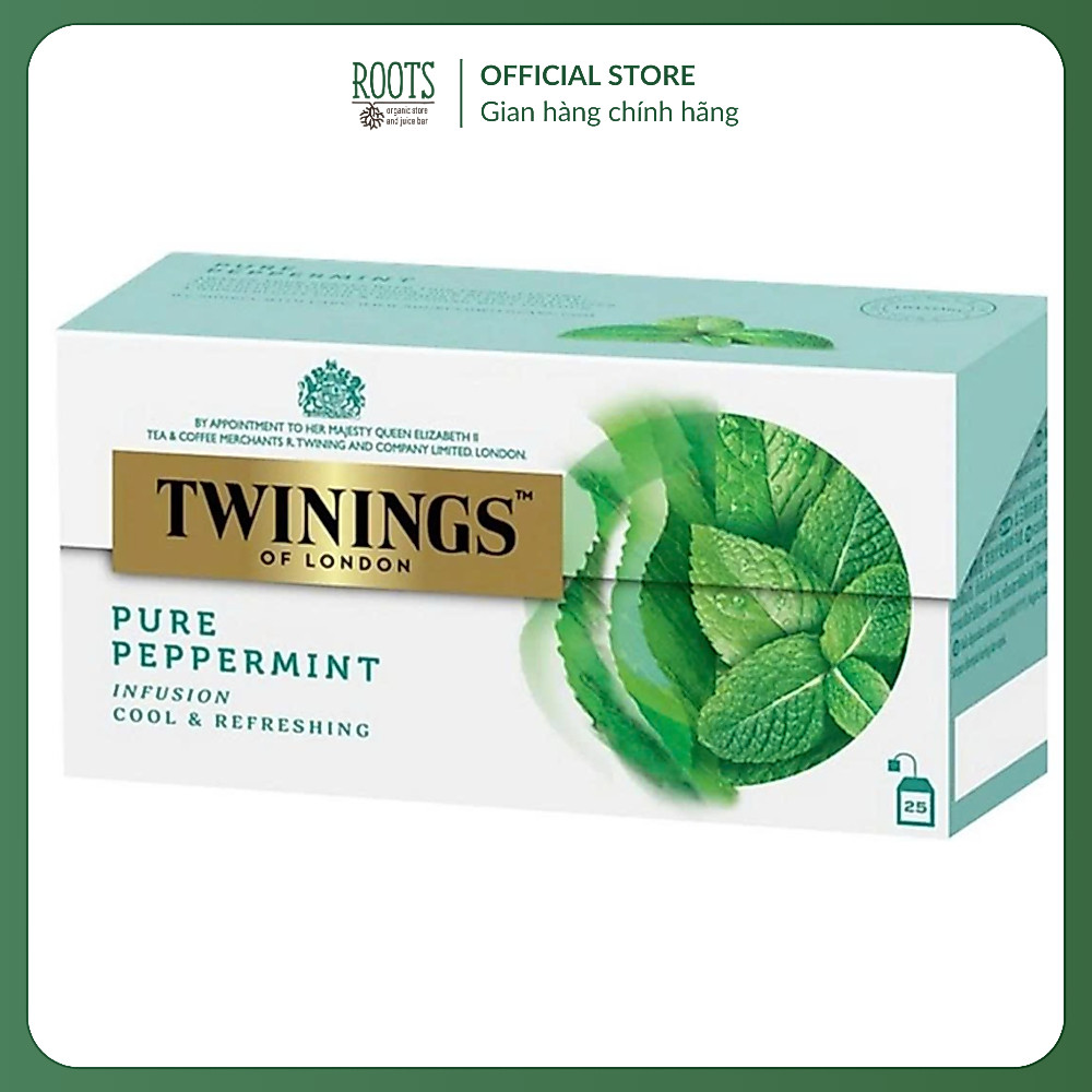 (Ship hỏa tốc) TWININGS - Trà Bạc Hà, Pure Peppermint, Infusion Cool & Refreshing, 25 Túi Trà (50g)