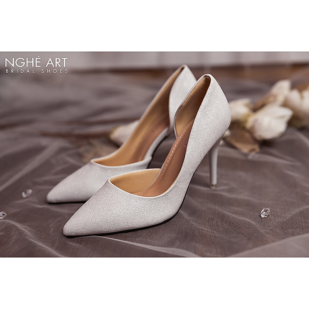 Giày cưới Nghé Art basic hở eo da ánh kim 442-nhu-trang