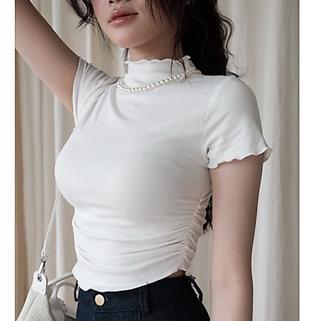 YOONJI - Áo thun croptop chun eo