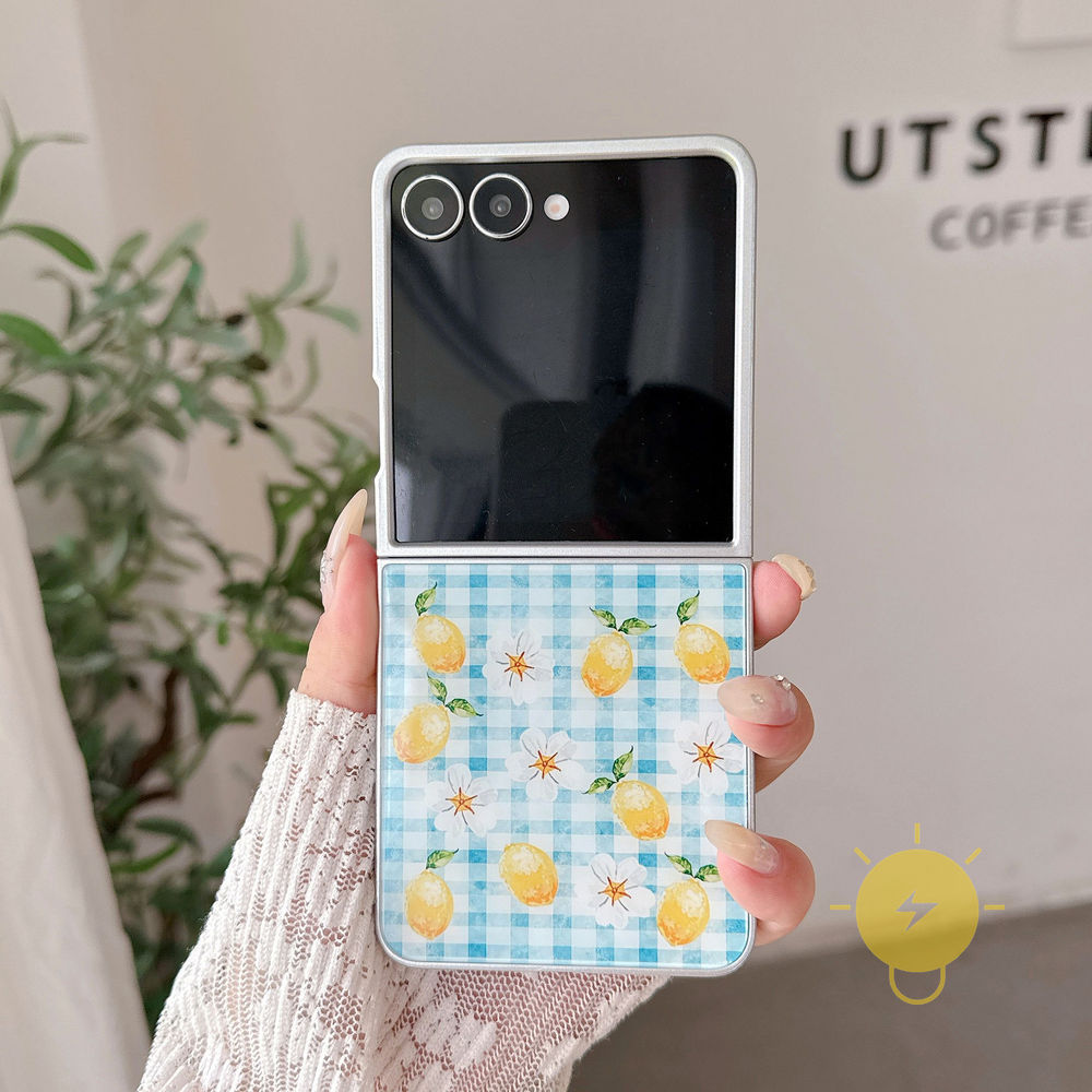 Phone Case For SAMSUNG Galaxy Z Flip 7 / Z Flip 6 / Z Flip 5 TPU Flower Lemon Aesthetic Korean Cute